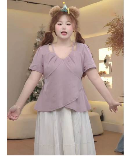 40 모방 면 리브 2026 여름 디자인 홀로우 아웃 불규칙 반팔 티셔츠 표지 고기 슬림해 보이는 맨위 여성