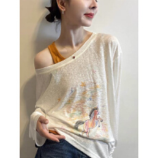 批发超薄天丝螺纹大码韩系复古<b class='q'>印花</b>防晒罩衫女夏新款宽松长袖上衣