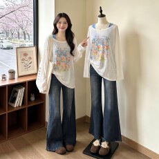 批发天丝螺纹+人棉大码防晒衫套装长袖T恤女夏新款外搭罩衫两件套