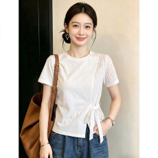 批发【32支纯棉拉架1*1食毛】<b class='q'>大码</b><b class='q'>女</b>2026夏新款短袖T恤设计感洋气上衣