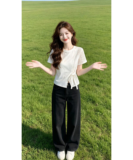 32 순면 당겨 프레임 1 1 음식 털 화이트 반팔 루즈핏 티셔츠 여성 26 여름 착용 가져 가라. 고유 한 아름다운 맨위