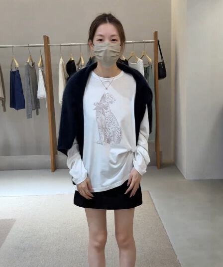 눈꽃 면 70 면 30 폴리 에스터 한 부서 느긋한 바람 프린트 긴팔 티셔츠 여성 가을 새로운 루즈핏 슬림해 보이는 맨위