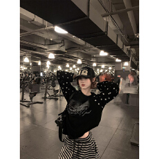 批发21支棉   美式复古星星印花长袖<b class='q'>T</b><b class='q'>恤</b>女宽松圆领26秋季新款休闲上衣