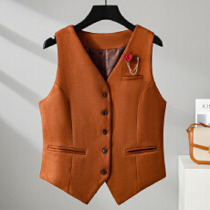 批发实拍麂皮绒无袖马甲女春秋独特小众穿坎肩背心短外套