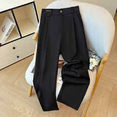 批发实拍~大码女装2026春季新款胖mm梨形身材显瘦直筒烟管<b class='q'>哈伦</b>西装裤