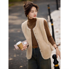 批发2025秋冬季韩系小香风气质百搭宽松外穿背心仿皮草马甲女