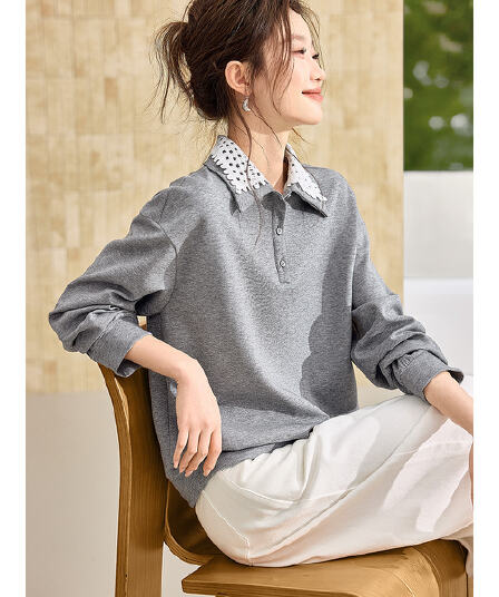 소금 부서 미학 26 봄 캐주얼 학원 배색 패치워크 이중층 칼라 슬림해 보이는 다용도 후드티