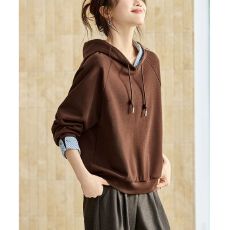 批发插肩袖连帽<b class='q'>套头卫衣</b>2026春秋新款休闲宽松袖口分叉设计感上衣<b class='q'>女</b>士