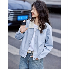 批发港风潮流百搭宽松洋气<b class='q'>工装</b>翻领单排扣夹克长袖上衣<b class='q'>外套</b>女