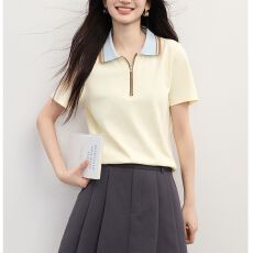 批发都市轻动能2026年夏新款百搭<b class='q'>T</b><b class='q'>恤</b>撞色<b class='q'>翻领</b>polo领高级感短袖