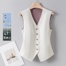 批发【莱赛尔老钱风撞色马甲】2026<b class='q'>夏</b>高级感V领无袖轻职场洋气