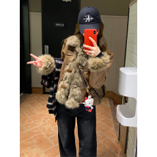 批发设计复古毛毛外套女冬季新款高级洋气麂皮绒加厚拼接仿<b class='q'>狐狸毛</b>皮草