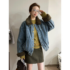 批发羊羔毛领牛仔羽绒服女<b class='q'>欧洲站</b>2025冬装新款欧货女装时尚加厚外套潮