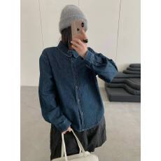 批发wolo 不一样的领子 2025冬领子一粒扣休闲慵懒叠穿磨毛<b class='q'>牛仔</b><b class='q'>衬衣</b>女