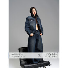 批发周淼ZHOUMIAO【纽约<b class='q'>街头</b>】美式复古牛仔短外套低腰阔腿裤套装女