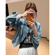 批发豆子推荐 262619 春款时尚韩版蓝色牛仔外套短款洋气