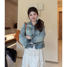 批发【婷子定制】~150小个子改版春款韩系复古重工洗水牛仔<b class='q'>短款</b>外套26