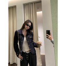 批发HRG】春夏美式复古风宽松显瘦百搭牛仔外套0121