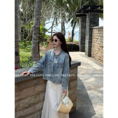 批发【LIUYI】新款木耳边减龄宽松百搭牛仔外套