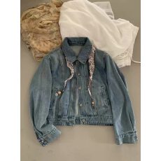 批发配丝巾翻领牛仔外套女欧洲站2026春装新款欧货女装时尚洋气上衣潮