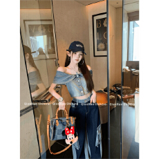 批发反转魅力<b class='q'>上衣</b>预QXC6SY0139牛仔泡泡袖复古荷叶边汉服