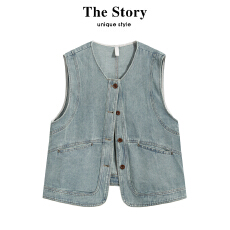批发那些事衣橱复古无袖<b class='q'>牛仔</b>马甲外搭女夏季韩版宽松休闲坎肩<b class='q'>背心</b>外套