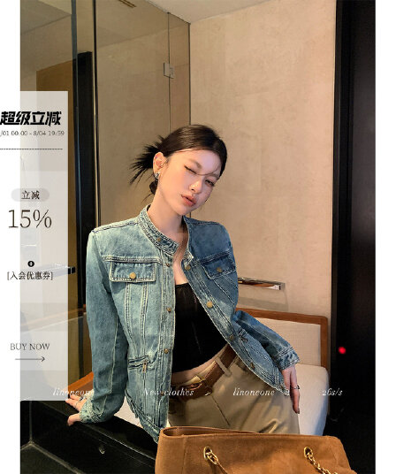 linoneone 반항적 인 아메리칸 무거운 작업 워싱 마 오래된 편안함 면 100% 파란색 데님 재킷 재킷 경량