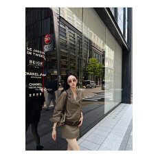 批发区区欧阳'妮味街头'本命辣妹裙!斜向分割VTG水洗立领连衣裙送腰带