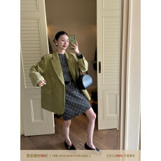 批发鹭青一原创【多胜事】复古醋酸灯芯绒西装外套女春枪驳领休闲上衣