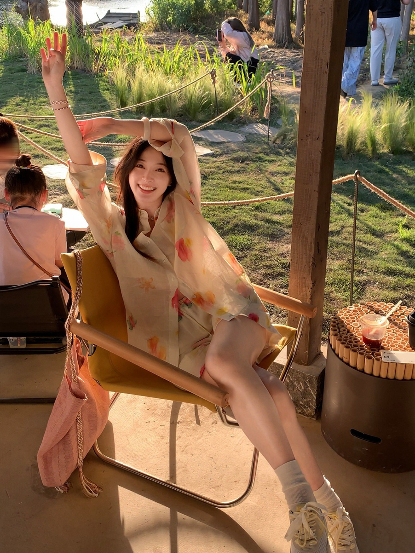 여름 시 라미 꽃무늬 프린트 느긋한 세트 클래식 가을 어깨 셔츠 루즈핏 스트레이트 허리밴드 반바지 여성