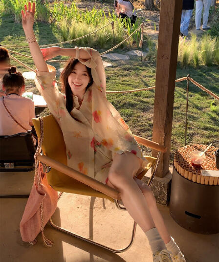 여름 시 라미 꽃무늬 프린트 느긋한 세트 클래식 가을 어깨 셔츠 루즈핏 스트레이트 허리밴드 반바지 여성