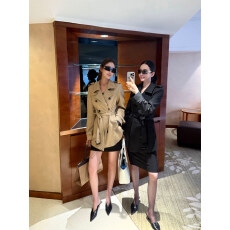 批发周淼ZHOUMIAO【<b class='q'>风衣</b>王】古早韩系翻领<b class='q'>双排扣</b><b class='q'>风衣</b>短款气质外套女
