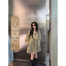 批发<b class='q'>夏</b>诗文 莱赛尔大翻驳领双排扣肩袢风衣女秋轻熟优雅风宽松微A外套