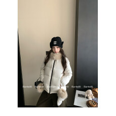 批发板栗可可'轻绒小暖包'甜美自带手套90白鸭绒毛领羽绒服