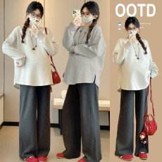 批发实拍2026 春季新款韩系慵懒风宽松T恤孕妇上衣孕妇装大码卫衣