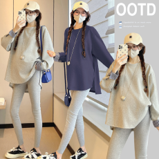 批发实拍2026 春季新款韩系慵懒风宽松T恤孕妇上衣孕妇装大码卫衣