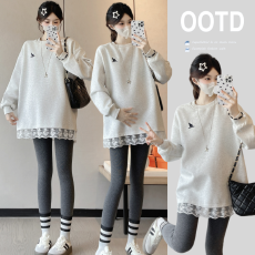 批发实拍2026 春季新款韩系慵懒风宽松T恤孕妇上衣孕妇装大码卫衣