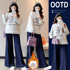 批发实拍2025秋冬新款孕妇T恤宝宝绒卫衣孕妇打底加绒加厚