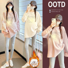 批发实拍2025秋冬新款孕妇T恤卫衣孕妇打底加绒加厚