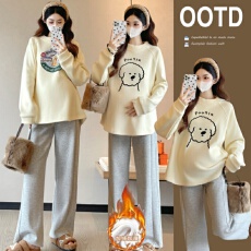 批发实拍2025秋冬新款孕妇T恤奥粒绒卫衣孕妇打底加绒加厚