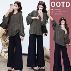 批发实拍2026 <b class='q'>春</b>季新款韩系慵懒风宽松T恤孕妇上衣孕妇装大码卫衣