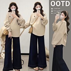 批发实拍2026 <b class='q'>春</b>季新款韩系慵懒风宽松T恤孕妇上衣孕妇装大码卫衣