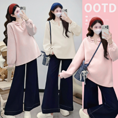 批发实拍2026 <b class='q'>春</b>季新款韩系慵懒风宽松T恤孕妇上衣孕妇装大码卫衣