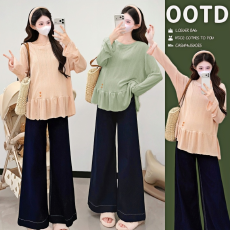 批发实拍2026 <b class='q'>春</b>季新款韩系慵懒风宽松T恤孕妇上衣孕妇装大码卫衣