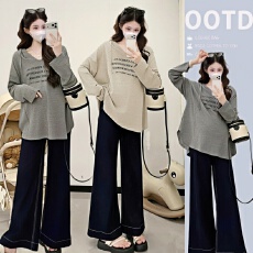 批发实拍2026 <b class='q'>春</b>季新款韩系慵懒风宽松T恤孕妇上衣孕妇装大码卫衣