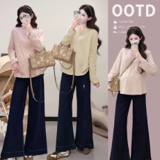 批发实拍2026 <b class='q'>春</b>季新款韩系慵懒风宽松T恤孕妇上衣孕妇装大码