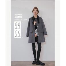 批发高级感撞色毛呢<b class='q'>中长款</b>外套女秋冬款百搭翻领上衣2025百搭呢子大衣