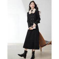 批发夹棉加厚高级感<b class='q'>名媛</b>毛呢半裙女2025秋冬新款短外套呢子两件套