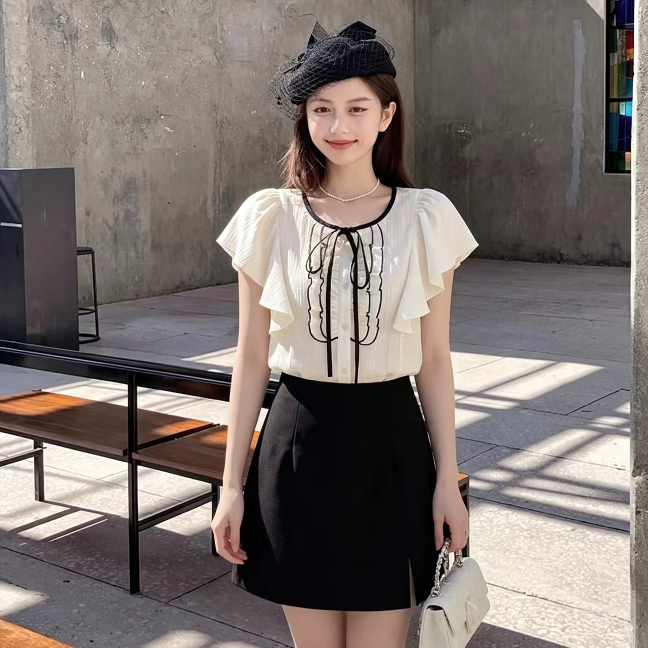 RY3821# 韩系休闲荷叶边衬衣2026夏季新款高级感洋气别致漂亮小衫甜...