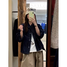 批发韩系复古明线设计翻领牛仔外套女2025秋季新爆款<b class='q'>甜美</b>显瘦